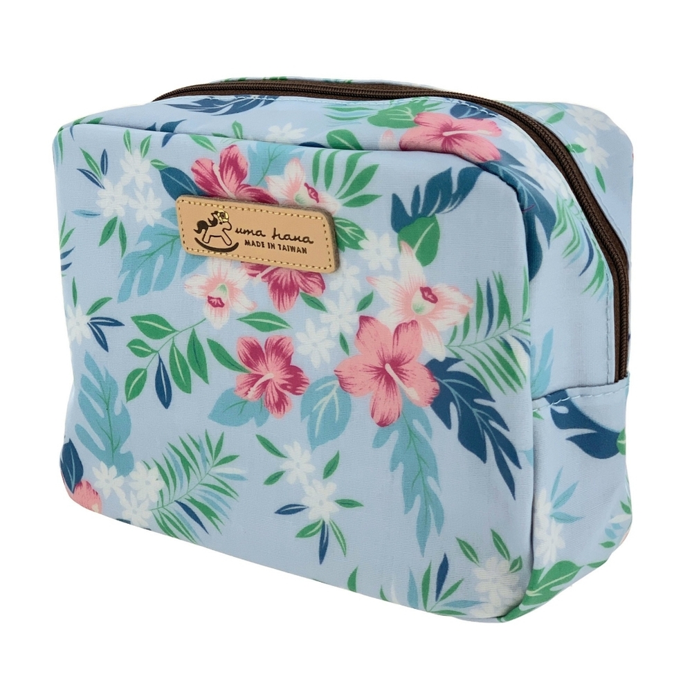 Waterproof Tropical Flowers Cube Makeup Cosmetic Bag - Picture 1 of 9